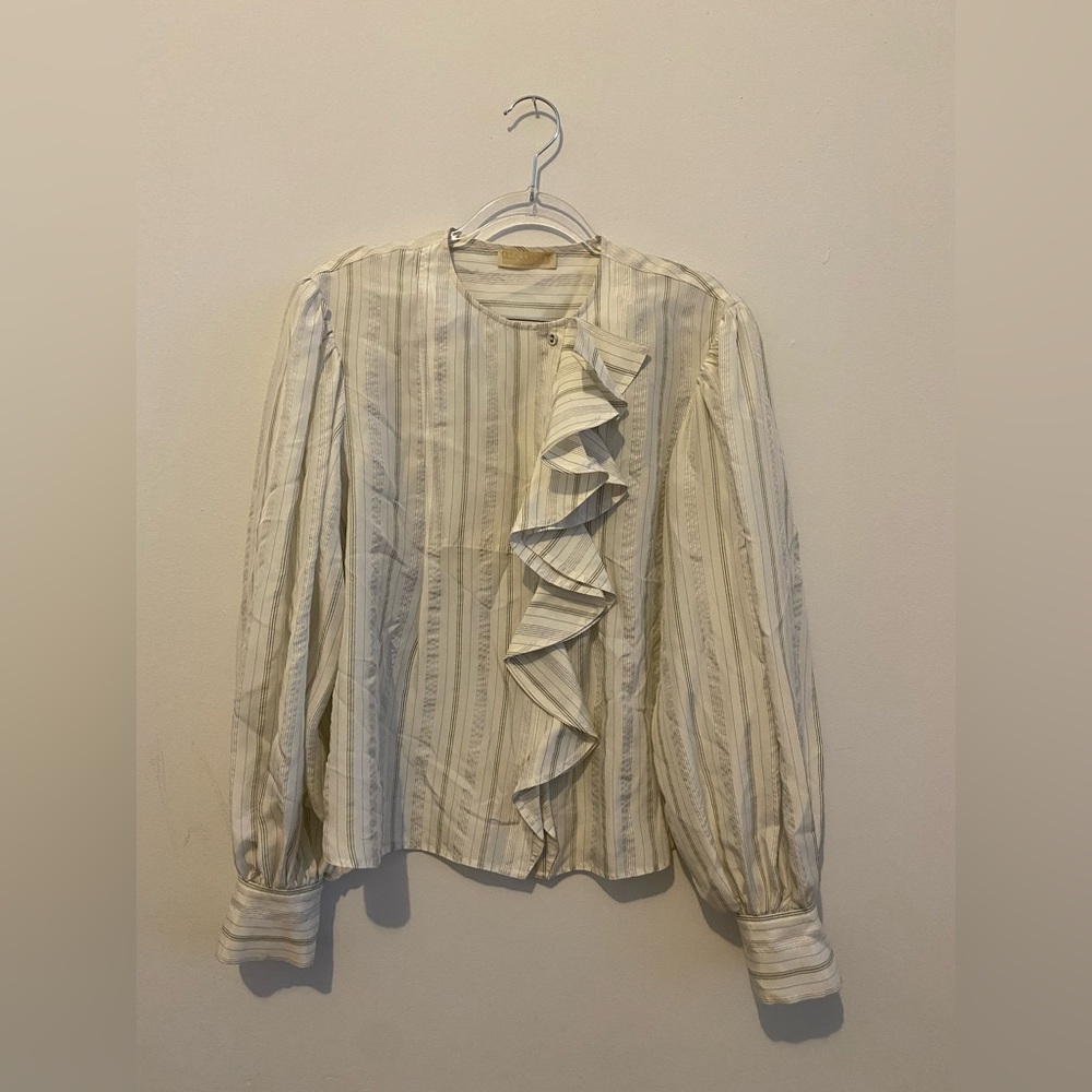 Ulla Johnson Adelaide Cream and Blue Striped Top